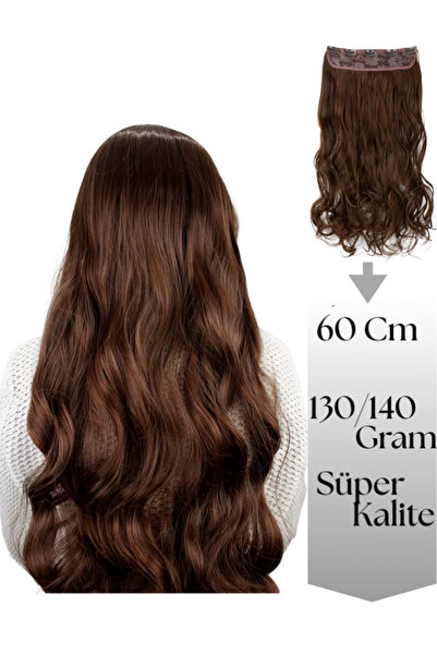 YARAT Açık Kahverenk Postiş Dalgalı Çıtçıtlı Takma Saç 60cm 130gr Isıya Dayan...