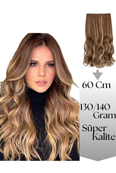 YARAT Küllü Sarı/Plaj Sarısı Karışımı Dalgalı Peruk Takma Saç Çıtçıtlı 60cm 1...