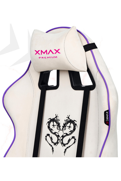 XMAX / Rio Balerion Terletmez Kadife Kumaş Beyaz Gaming Oyuncu Koltuğu / 120 Kg Taşır