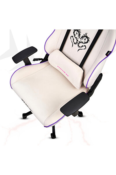 XMAX / Rio Balerion Terletmez Kadife Kumaş Beyaz Gaming Oyuncu Koltuğu / 120 Kg Taşır