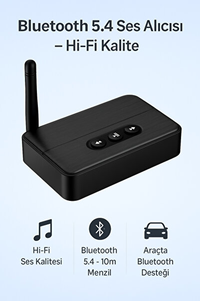 Coverzone Kablosuz Ses Alıcısı Bluetooth 5.4, NFC, AUX & RCA, Type-C Güç, USB Müzik, Hi-Fi Stereo - M60