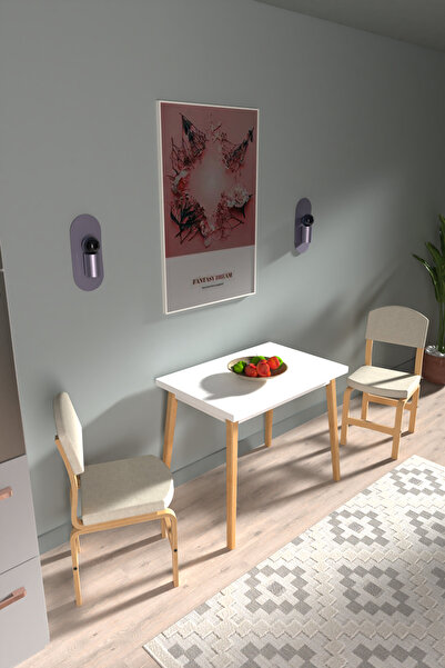 VİLİNZE Vilinze Ege Sandalye Avanos Ahşap MDF Mutfak Masası Takımı - 60x90 cm