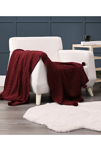 Arca Weaving KOPYA - Triko Ponponlu TV Battaniye- Diz Şalı- Dokuma Koltuk Örtüsü