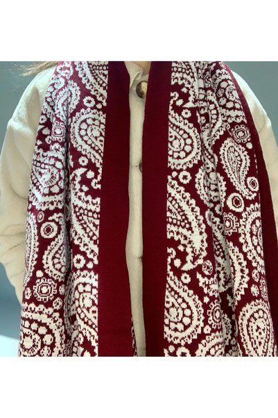 Arca Weaving Patterned Shoulder Shawl, Knitwear Suitable for Reversible Use Stylish Buckle Shoulder Shawl