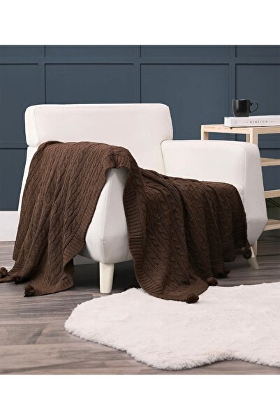 Home Triko Ponponlu TV Battaniye- Diz Şalı- Dokuma Koltuk Örtüsü