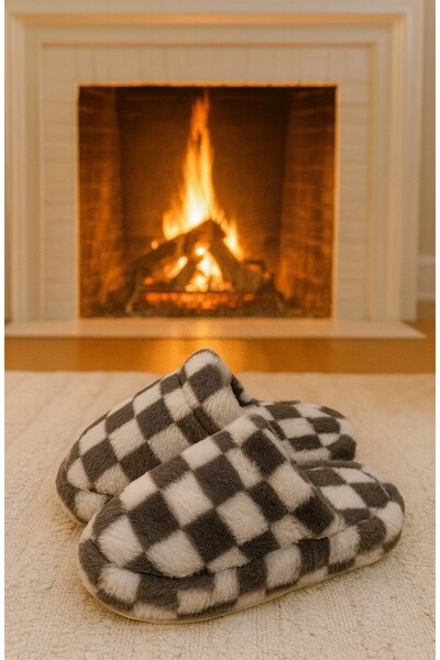 Moda Frato Karirano Zatvorene ženske E Kućne papuče dnevne udobne zimske papuče
