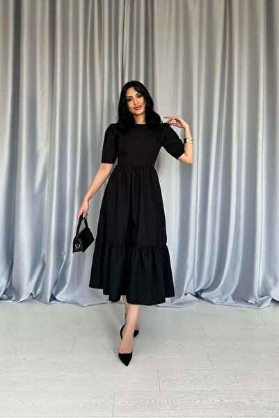 Genel Markalar Kadın Zarif Siyah Büzgülü Uzun Elbise - Şık ve Rahat Tesettür ...