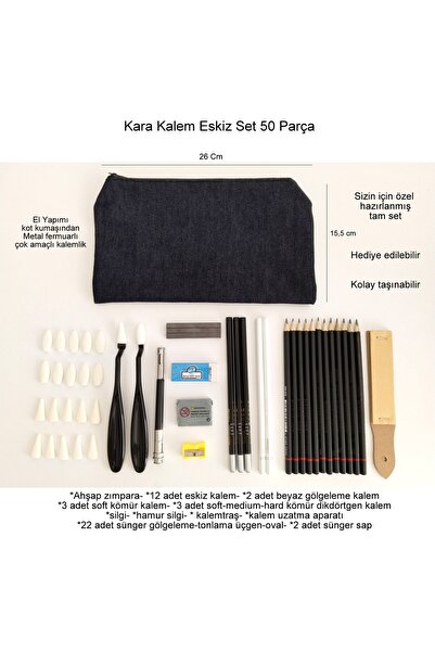 Sanathobi Kara kalem çizim seti, eskiz kalem seti, dereceli kalem set, tonlam...