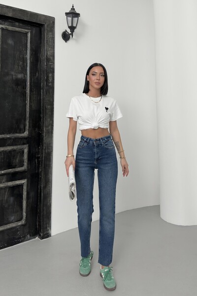 RICHMOST بنطلون جينز نسائي غير مبطن بأرجل بدون خياطة وجيب عالي الخصر من قماش ...