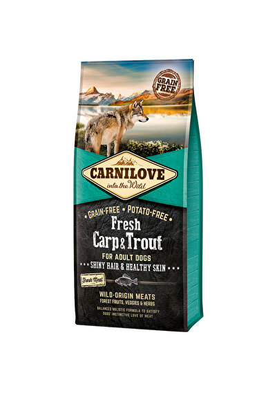 Carnilove طعام جاف طازج للكلاب البالغة من سمك الشبوط والسلمون المرقط - 12 كجم