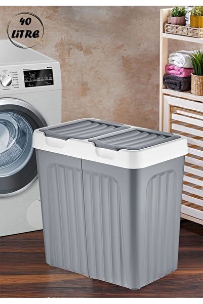 ASlife Home İki Bölmeli Kirli Çamaşır Sepeti 80 Litre