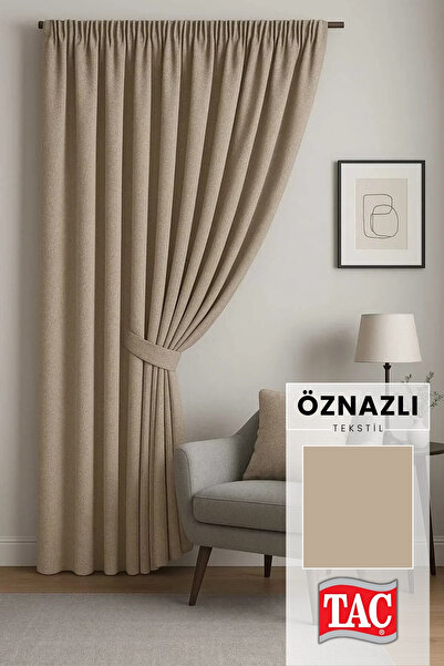 Taç Plain Background Luxury Curtain (Straight Installation Adjustable Pile)