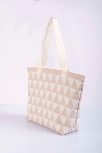 Sebir Moda Triangle Patterned Knitwear Shoulder and Beach Bag