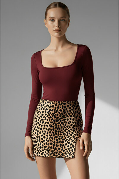 Thestiluxe Жіноче тіло з квадратним вирізом з лайкри з довгими рукавами