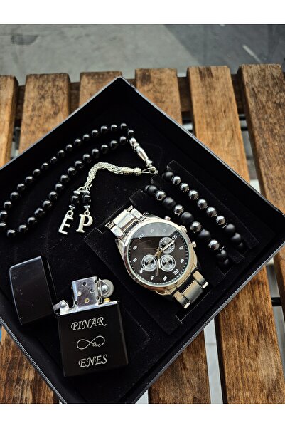 Spectrum ERKEK KOL SAATİ KİŞİYE ÖZEL ÇAKMAKLI SET GÜMÜŞ