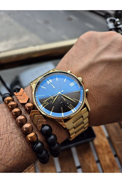 Spectrum Metal Case Metal Cord Roman Numbers Gold Color Watch