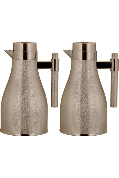 ALSAIF أجوان - ترمس قهوة وشاي مفرغ من الهواء، قطعتان، سعة لتر واحد، بلاتينيوم...