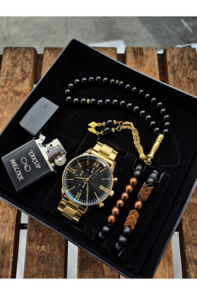 Spectrum ERKEK KOL SAATİ KOMBİNİ GOLD RENK METAL KORDON KİŞİYE ÖZEL