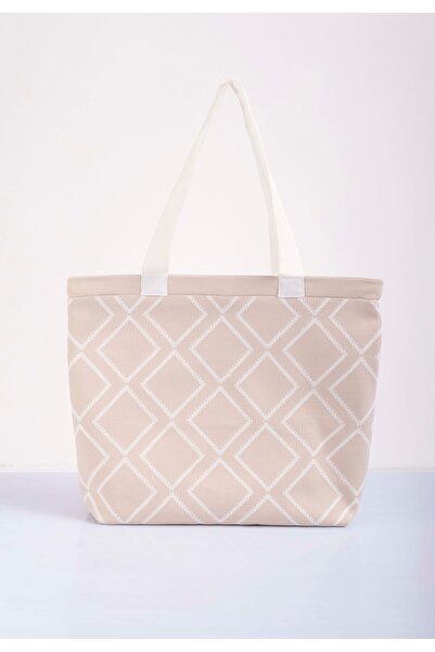 Sebir Moda Checkered Patterned Knitwear Shoulder and Beach Bag