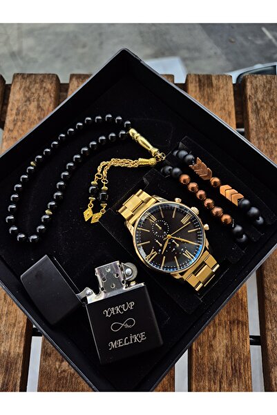 Spectrum ERKEK KOL SAATİ KOMBİNİ GOLD RENK METAL KORDON KİŞİYE ÖZEL