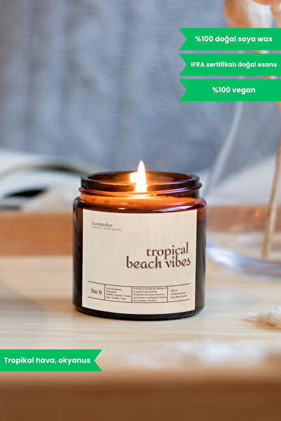 Luminolier Tropikal Bergamot, Ananas & Okyanus Esintisi Kokulu Amber Cam Kava...