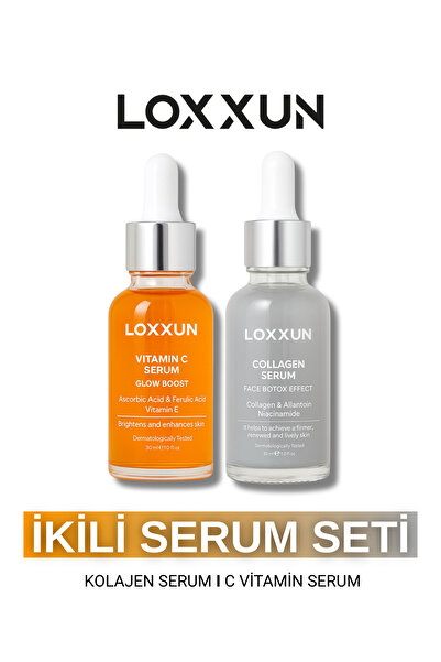 LOXXUN 2li Set Kırışıklık Karşıtı Kolajen Serum & Vitamin C Serum Yaşlanma Ka...
