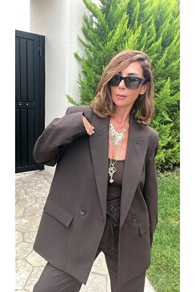 ABBRA Women's Striped Blazer Jacket