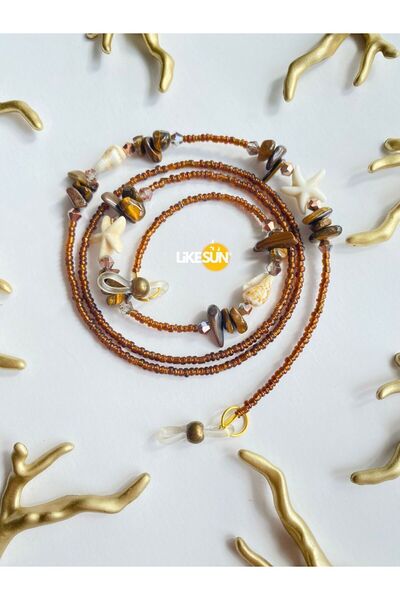 LiKESUN "Tiger Soul" Tiger Eye Natural Stone Glasses Lanyard