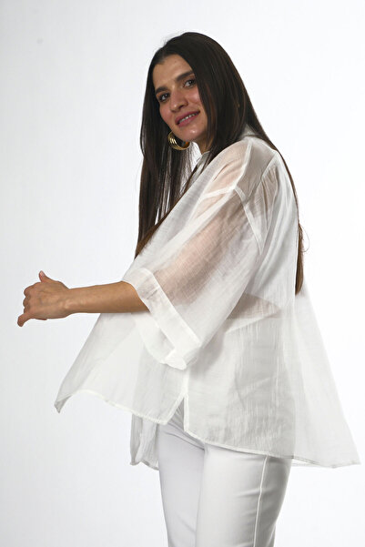 ABBRA Women's Silky Short Sleeve Oversize Shirt