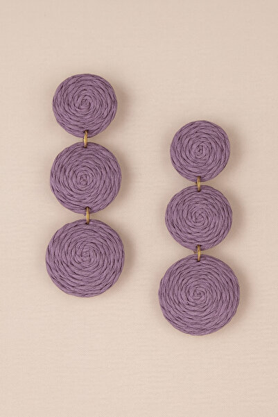 MD Moda Accessories مجموعة أقراط من القش ثلاثية الطيات – برتقالي، أرجواني، وف...