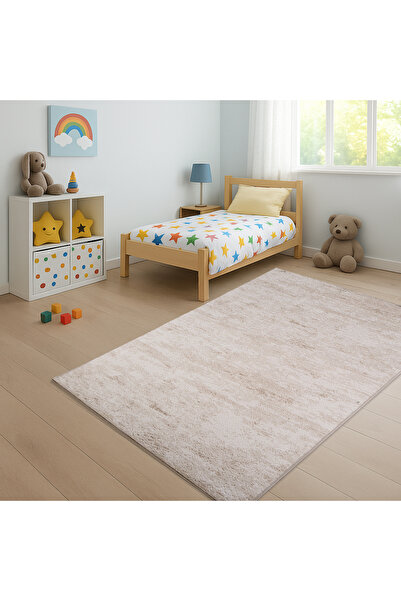 Bonny Home Nova Krem Leke Tutmaz Yıkanabilir Kaymaz Çocuk Genç Odası Halısı A...