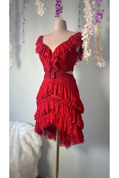 MEDUSA Nara • Dantel Detaylı Mini Abiye Elbise – Kokteyl & Özel Günler İçin