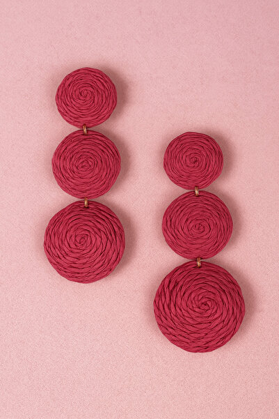 MD Moda Accessories مجموعة أقراط من القش ثلاثية الطيات – برتقالي، أرجواني، وف...