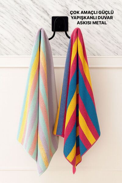 MG HOME Metalni crni držač za peškire u kupatilu - set za držanje i vješanje ...