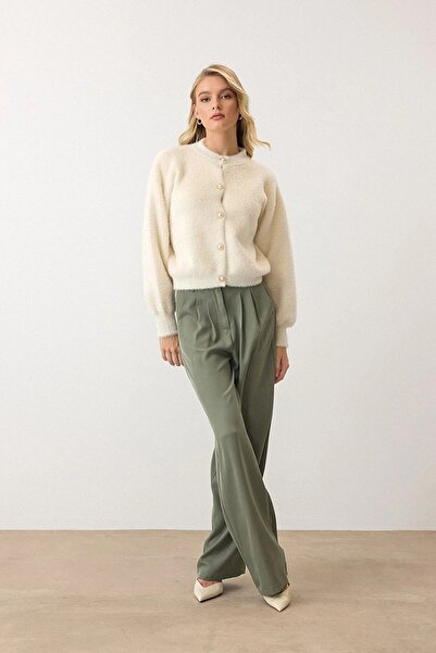 Vaveyla Κρεμ Μαλακό Πλεκτό Μπαλόνι με Μανίκια Μπαλόνι με Μανίκια Πλεκτό Ζακέτα