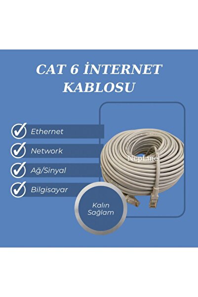 NcpLine 20mt 20 Metre +tv Plus Fiber Adsl Modem Bilgisayar Arası Ethernet Internet Kablosu Ağ Network