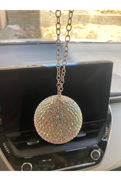 Altınay Mini Disko Topu - Kristal Dikiz Ayna Süsü – Eğlenceli Araba Aksesuarı - Hediyelik Araba Süsü (6,5cm)