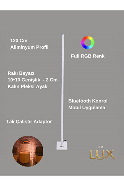 EvimLed 120 Cm LED Lambader Bluetooth Özellikli Sese ve Müziğe Duyarlı Sınırsız Renk