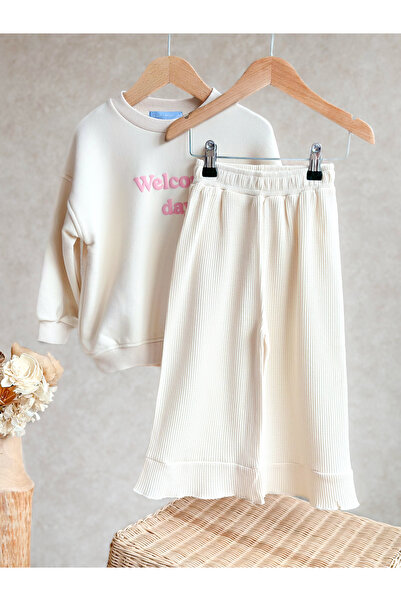 Pinkitokids Wellcome Day Girl's Sweatshirt and Trousers Set