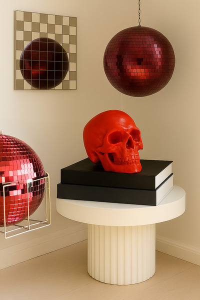zebu3Design Dekoratif Kuru Kafa Figürü - Kırmızı | Modern Masaüstü Obje | Ev ...