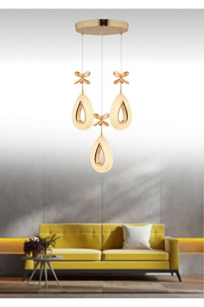 Marsel Lighting YAGMUR Model 3'lü Gold 3 Renk Modu Ledli Modern Salon Mutfak ...