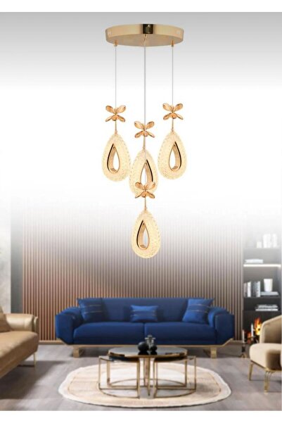 Marsel Lighting YAGMUR Model 4'lü Gold 3 Renk Modu Ledli Modern Salon Mutfak ...