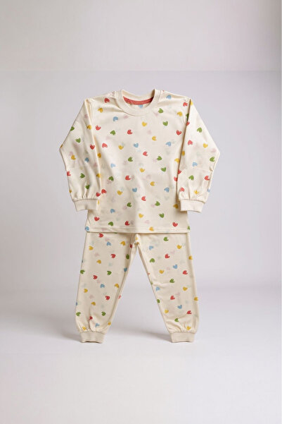 Süpermini طقم بيجامة قطنية مضادة للتعرق بنمط قلب بالون للفتيات من سن 5 إلى 8 ...