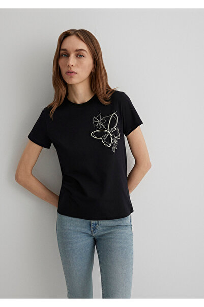 Mavi Butterfly Printed Black T-Shirt Semi Slim Fit / Semi Slim Fit 1613187 -900