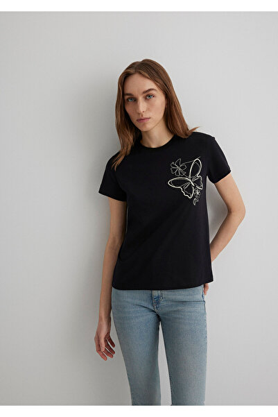 Mavi Butterfly Printed Black T-Shirt Semi Slim Fit / Semi Slim Fit 1613187 -900