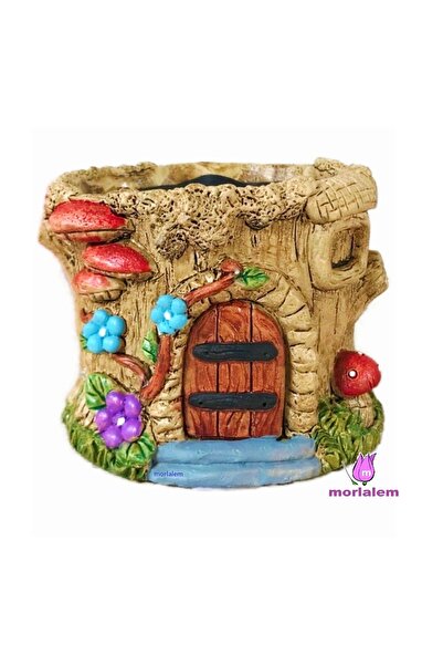 morlalem m 7 Cüceler Şirinler Mantar Çiçek Ağaç Ev Saksı, Kalemlik Silikon Ka...