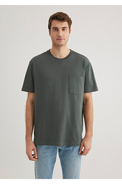Mavi Green Basic T-Shirt with Pocket Detail Loose Fit / Loose Relaxed Fit 066248 -71598
