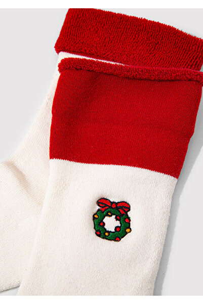 Mavi Újévi témájú ekrü zokni 1912192 -70007