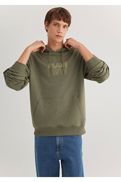 Mavi Logo Baskılı Kapüşonlu Haki Sweatshirt 0611317-71546
