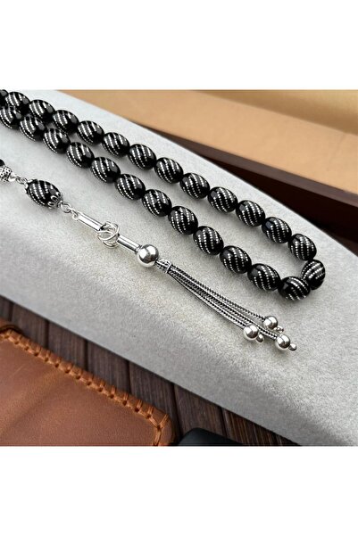 dergah tesbih Gümüş İşlemeli Hızır Reis Oltu Taşı Tesbih